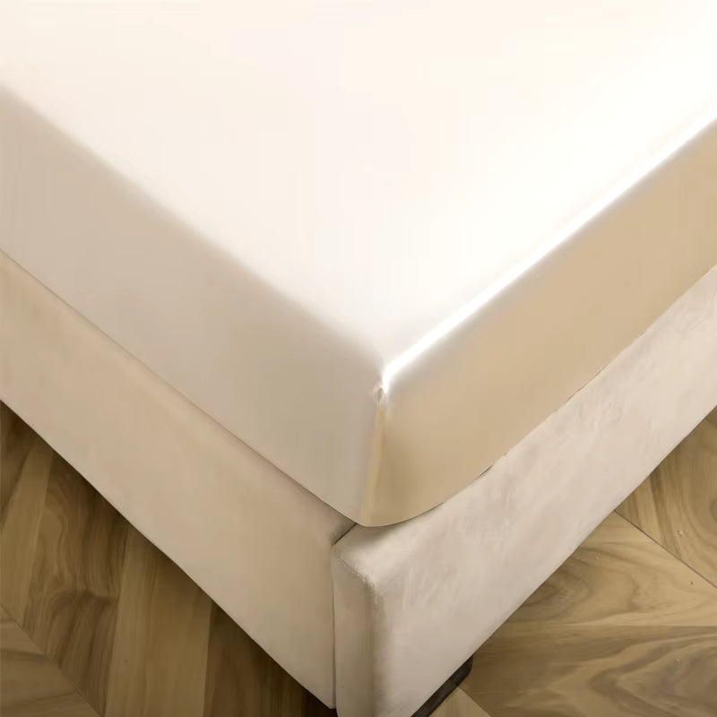 Satin Fitted Sheet Queen Deep Pocket Single Mattress Cover Breathable Soft Comfortable Bed Set Sheet NO Pillowcase 90 160X200