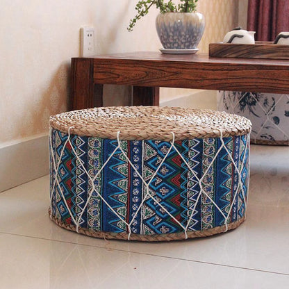 Straw Futon Floor Cushion Yoga Meditation Cushion Handcraft Ottoman Stool Floor Pouf Cushion Meditation Pouf Sofa Seat 30Cm