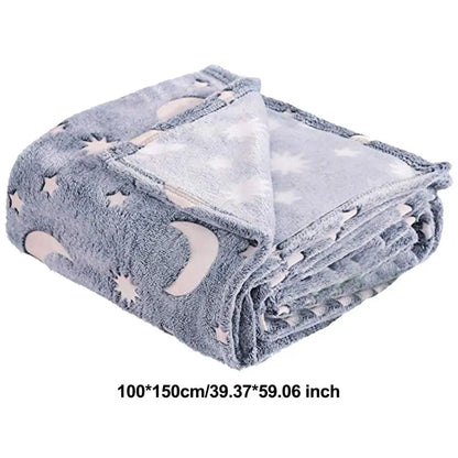 Luminous Throw Blanket Soft Flannel Blanket Warm Nap Cover Growing Blanket for Children Bedroom Couch Sofa Office Christmas Gift