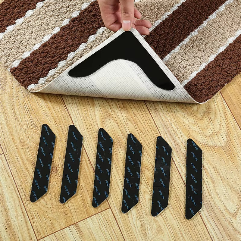 4-8Pcs/Lot Reusable Rug Mat Grippers Stops Carpet Slipping Silicone Grip Corners Pad Fixed Seamless Double-Sided Tape Hand Tools