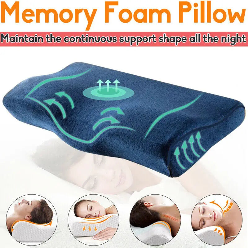 Memory Foam Pillow Orthopedic Pillow Cooling Gel Orthopedic Bed Pillow Reversible Sleep Butterfly Shaped Health Care Pillow