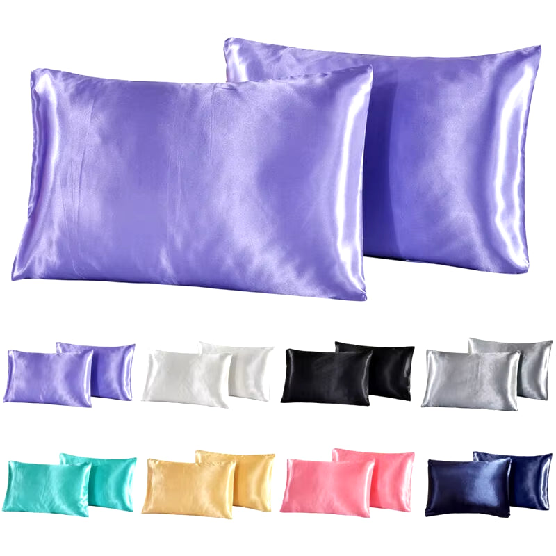 1Pc Queen Satin Silk Pillowcase Pillow Case Cover Home Bedding Smoothy Pillow Rectangle Bedding Pillow