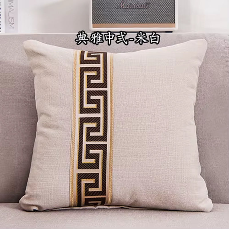 Thick Cotton Linen Cushion Cover Stitching Geometry Pillow Case Home New Year Decorative Sofa Car Funda Cojin Christmas Gifts