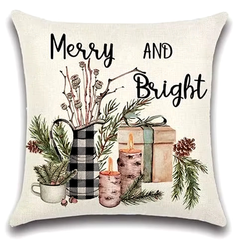 Black and Red Plaid Christmas Cushion Cover Home Decor Living Room Sofa Decor Cushion Cover Holiday Decor 60X60 50X50