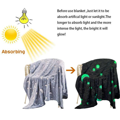 Luminous Throw Blanket Soft Flannel Blanket Warm Nap Cover Growing Blanket for Children Bedroom Couch Sofa Office Christmas Gift