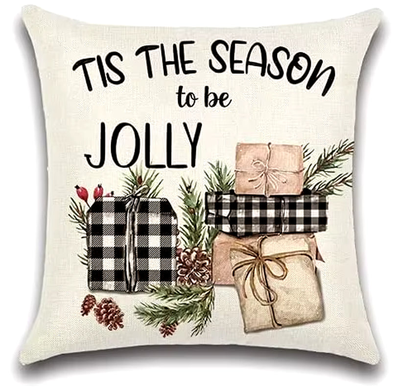 Black and Red Plaid Christmas Cushion Cover Home Decor Living Room Sofa Decor Cushion Cover Holiday Decor 60X60 50X50